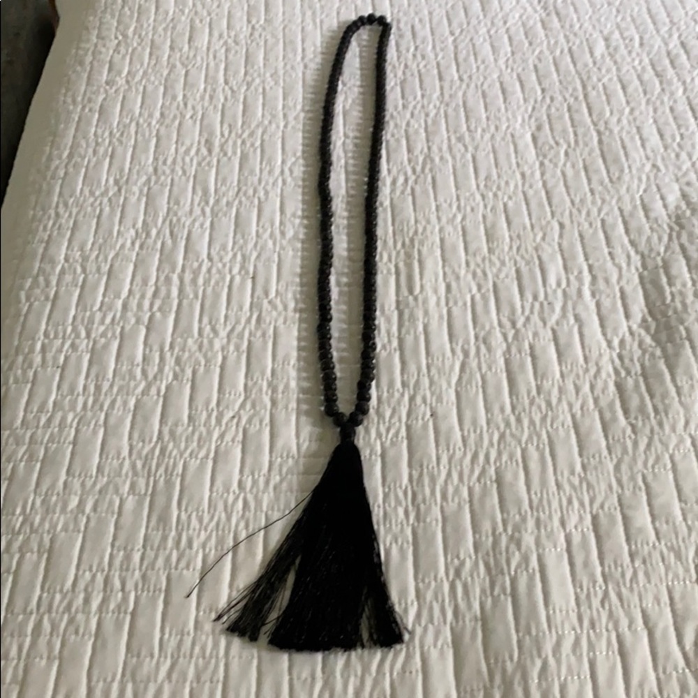 Lava rock tassel necklace